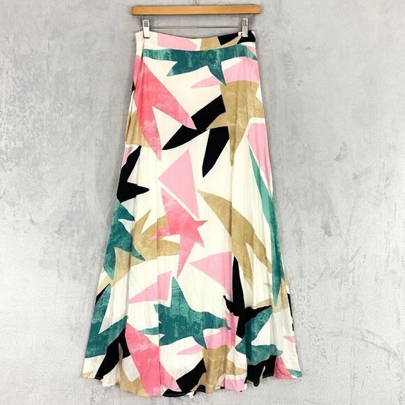 Lulu's Seashell Tropical Print Maxi Skirt Size Small Star Beachy Nautical RD6016 - Picture 2 of 11